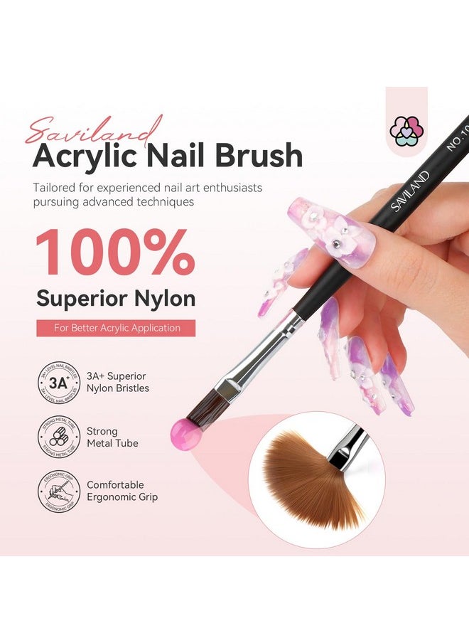 Saviland 5Pcs Acrylic Nail Brush Set Size 4681012 Acrylic Nail Brushes For Acrylic Application Professional Round Shaped Nail Acrylic Brushes With Sturdy Handle For Home Salon Manicure Nail Art  - Image 2