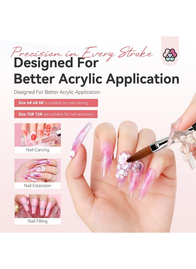 Saviland 5Pcs Acrylic Nail Brush Set Size 4681012 Acrylic Nail Brushes For Acrylic Application Professional Round Shaped Nail Acrylic Brushes With Sturdy Handle For Home Salon Manicure Nail Art  - Image 3