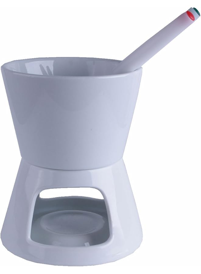 هيت فوندو الشوكولاتة السيراميكي مع شمعة الشاي، أبيض