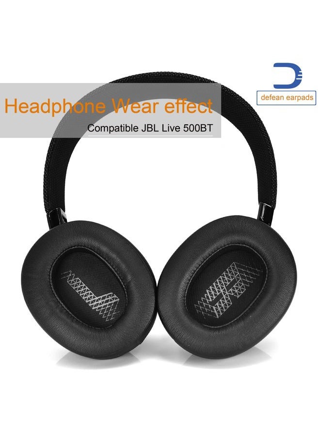 defean Live 500 BT Earpads – Ear Cushion Replacement Cover Foam Ear Pads Compatible with JBL Live 500BT Wireless Over-Ear Headphones，Ear Pads with Softer Leather, Noise Isolation Foam (Black) - Image 5