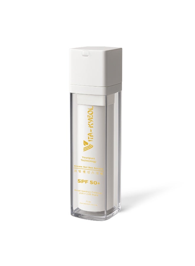 VITA-KYEOL Cream Gel Sunscreen SPF50 Plus 50g Lightweight Moisturizing Sun Protection for Face and Body Broad Spectrum UV Defense with Vitamin Enriched Formula Suitable for All Skin Types