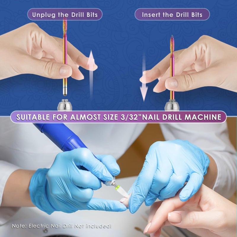 Depvko 21pcs Nail Drill Bits Sets with Nail Drill Holder Case, 3/32 Inch Cuticle Electric Nail File & Ceramic Acrylic Gel Nail Bit Kit, Carbide Cuticle Remover Bits for Manicure Pedicure, Home Salon - Image 4