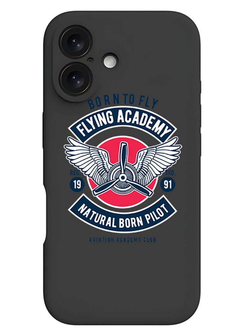 Theodor iPhone 16 Plus Black Protective Slim Fit Case Liquid Silicone Cover with Full Body Protection Anti-Scratch Shockproof Case For iPhone - Flying cardio - Image 1