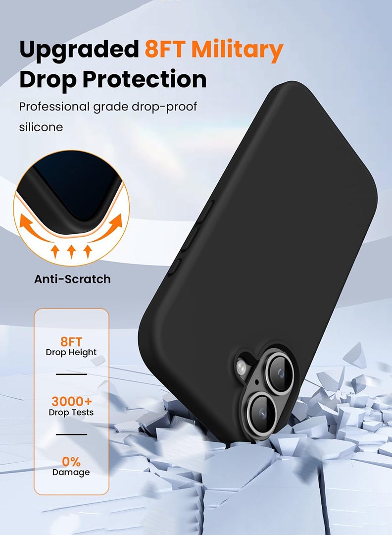 Theodor iPhone 16 Plus Black Protective Slim Fit Case Liquid Silicone Cover with Full Body Protection Anti-Scratch Shockproof Case For iPhone - Flying cardio - Image 5