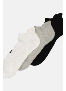 TapouT Men 3 Pairs Brand Logo Basic Ankle Cushioned Socks, White/Black/Grey  - Image 2