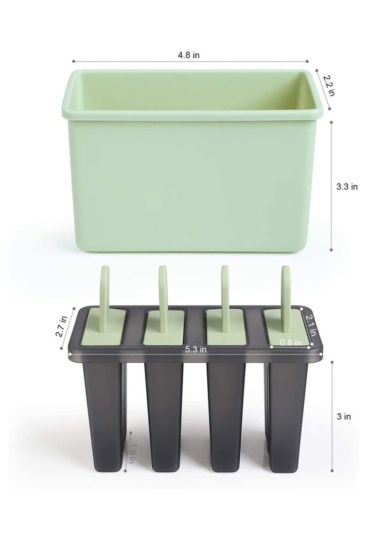 KASTWAVE - Popsicle Molds Sets 8 Ice Pop Makers Reusable Cream Mold Dishwasher Safe Durable DIY Popsicles Tray Holders with Silicone Funnel Cleaning Brush Kitchen Supplies Beige and Green - Image 1