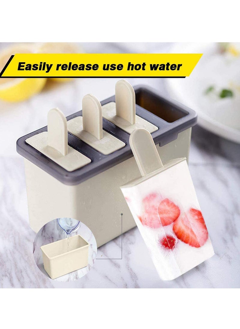 KASTWAVE - Popsicle Molds Sets 8 Ice Pop Makers Reusable Cream Mold Dishwasher Safe Durable DIY Popsicles Tray Holders with Silicone Funnel Cleaning Brush Kitchen Supplies Beige and Green - Image 1