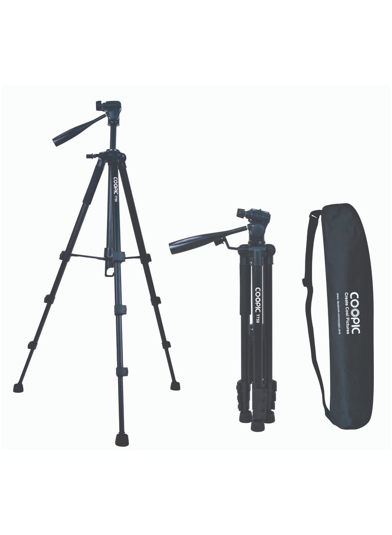COOPIC T750 Professional Camera & Mobile Tripod 174cm/ 5.7"/ 68.5inch Adjustable Lightweight w/Mobile Holder for DSLR Mirrorless and Smartphone Ideal for Travel Landscape & Portrait Photography - Image 2