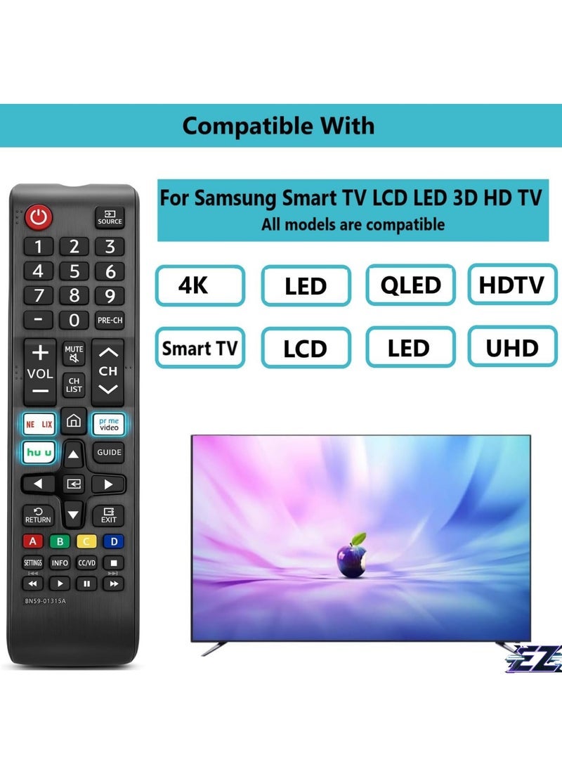 PopZa N59-01315A Replacement Remote Control for Samsung Smart TV All Samsung LED QLED LCD 6/7/8/9 Series 4K UHD HDTV HDR Smart Curved Flat TV with Netflix Prime Video Button with battery - Image 2