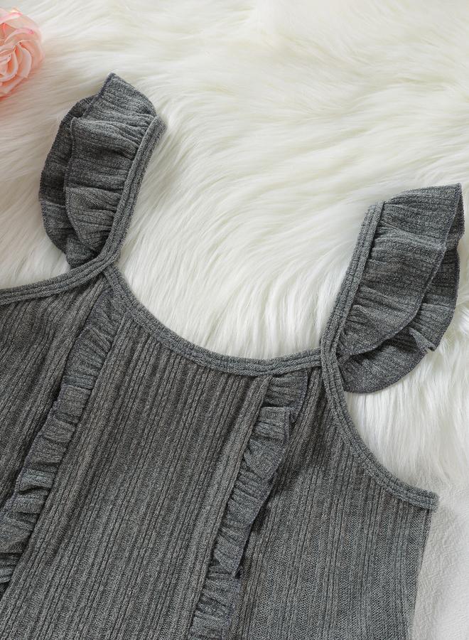 Take Two Charcoal Textured Ruffle Cami and Shorts Set - Image 5