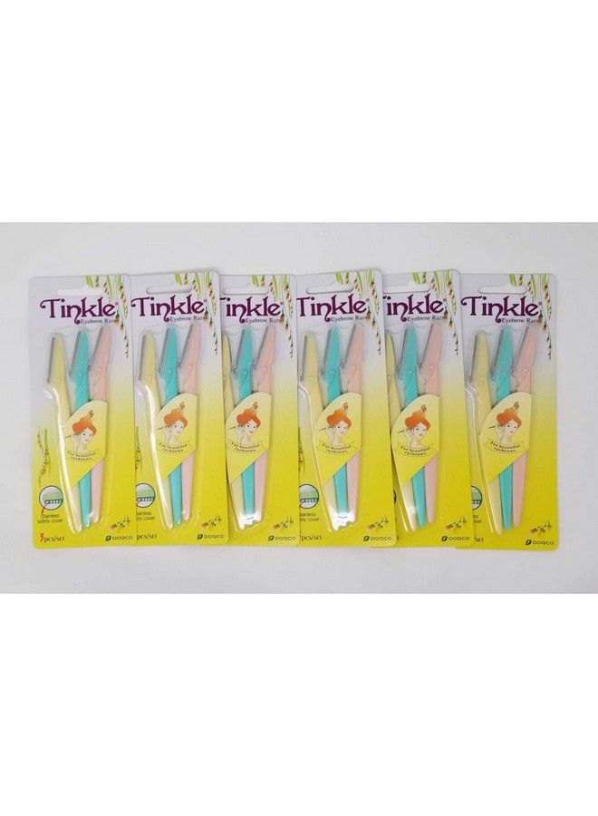 DORCO أداة تينكل لإزالة الشعر 18 قطعة، شفرة إزالة الشعر للنساء، آمنة وسهلة لإزالة الشعر الزائد، مقص الحواجب مع غطاء واقي (6 عبوات من 3) - Image 1