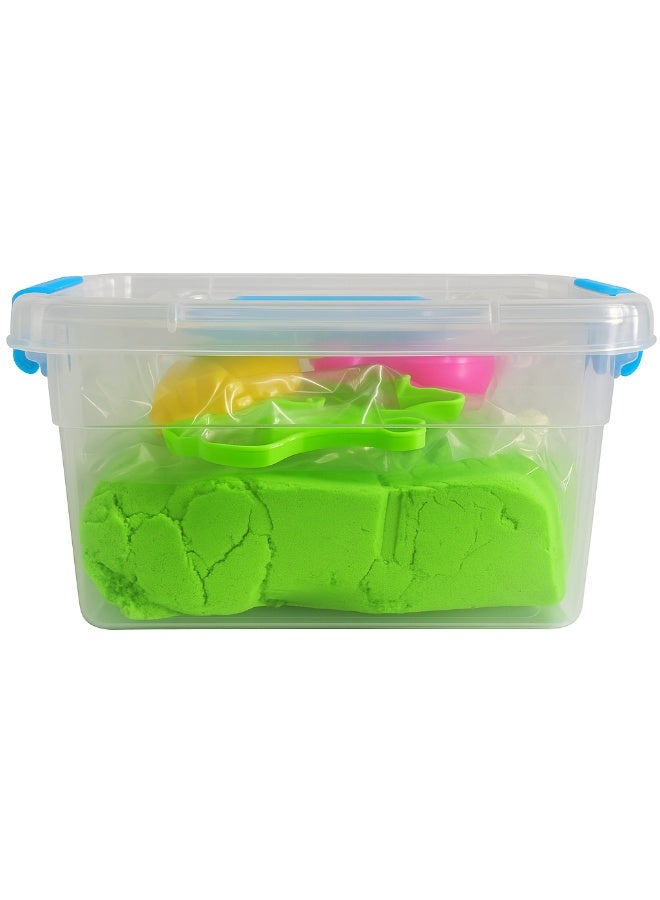 متجر 7 علبة رمل سحري ملون للأطفال – 1 كيلو مع قوالب وأدوات لعب لتشكيل الأشكال بسهولة - Image 1