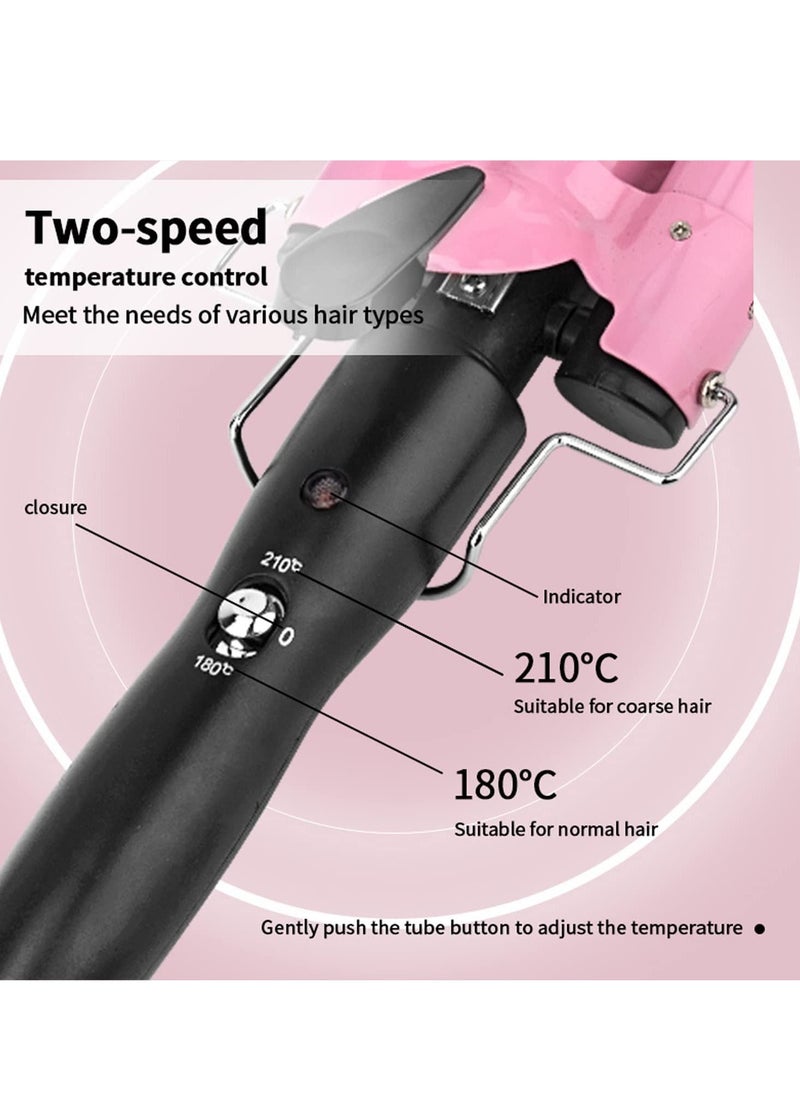 Generic 3 Barrel Curling Iron,1 inch Triple Three Barrel Hair Waver Mermaid Beach Waves Curling Wand Ceramic Tourmaline Temperature Adjustable Curler Irons,Hair Crimper Fast Heating Curling Wand (Pink)  - Image 3
