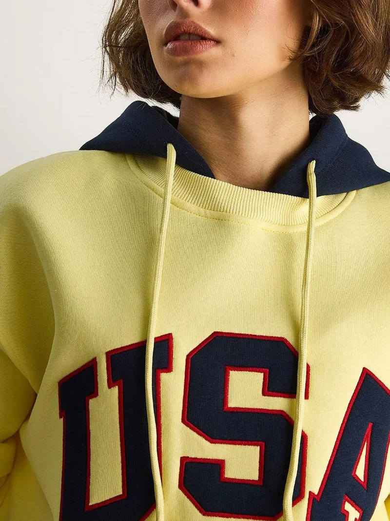 Bianco Lucci LUCCI Hooded Oversized Printed Sweatshirt