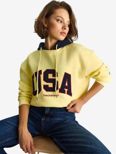 Bianco Lucci LUCCI Hooded Oversized Printed Sweatshirt