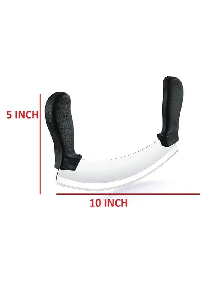 Pizza Cutter with Ultra Sharp Blade Black Plastic Double Handle 10" | Manual Vegetable Slicer | Molokhia Slicer | Curved Blade Vibrating Knife Perfect for Cutting Fruits and Vegetables - Image 2