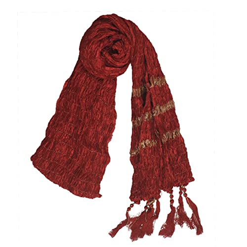 KRYPMAX Men's Silk Gold Crush Design Dupatta Stole Chunni (Maroon, 2.5 Metre Length) - Image 1