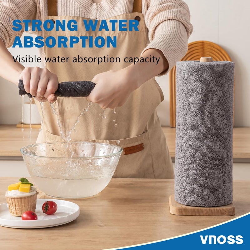 Vnoss 55 Pack Microfiber Cleaning Cloth Roll, Tear Away Reusable Towels, 11" X 9", Ultra Absorbent & Lint Free Cloth for Cars, Kitchen, Window, Home and Shop, Grey - Image 3