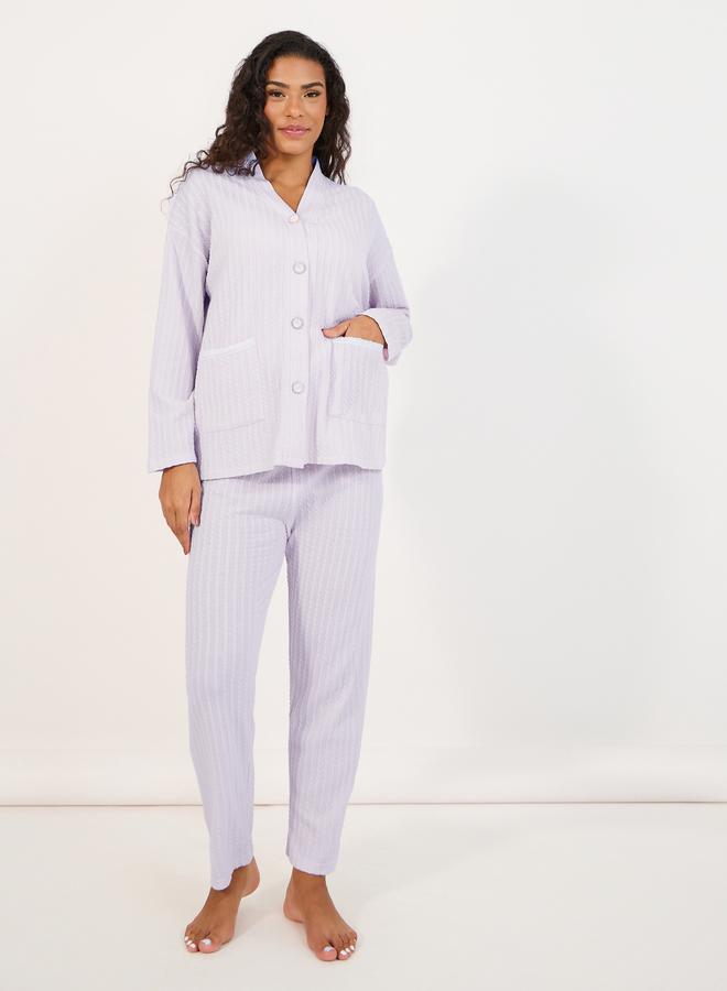 Styli Pack of 3 - Textured Cami, Trouser and Robe Set  - Image 2