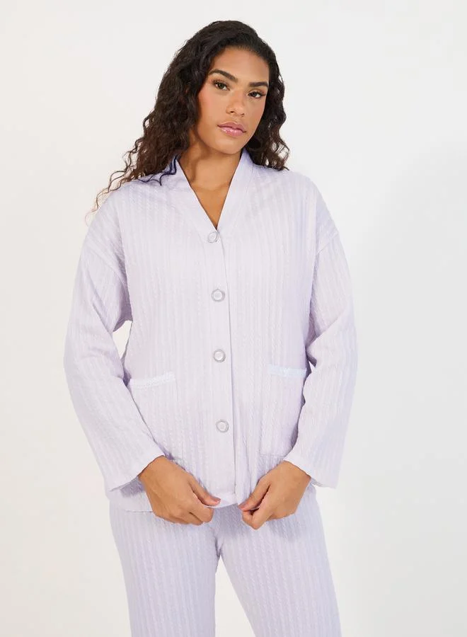 Styli Pack of 3 - Textured Cami, Trouser and Robe Set