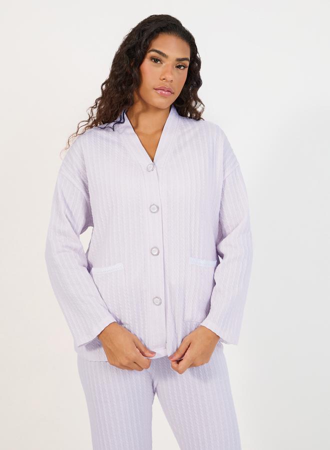 Styli Pack of 3 - Textured Cami, Trouser and Robe Set  - Image 3