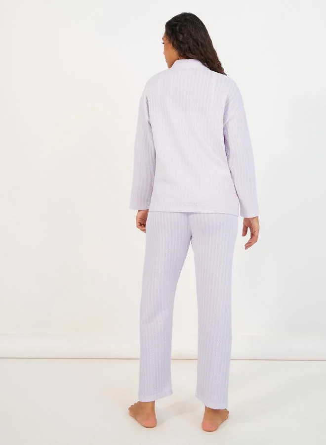 Styli Pack of 3 - Textured Cami, Trouser and Robe Set