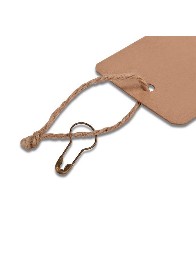 LOOMY 200PCS Kraft Marking Tags with Safety Pins and 157 Feet Natural String to Label Clothes for Garage Yard Consignment Tag - Image 2