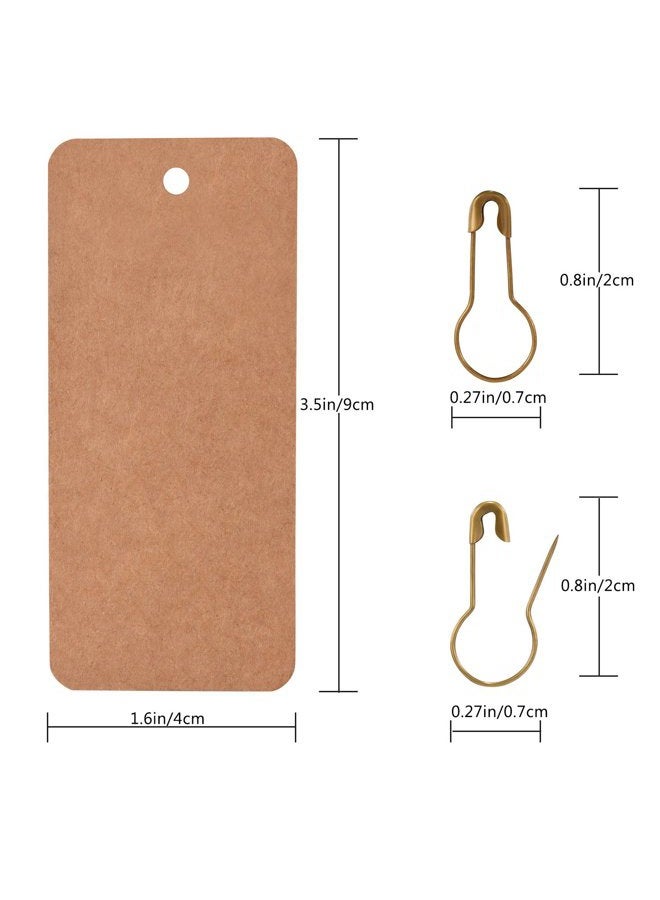 LOOMY 200PCS Kraft Marking Tags with Safety Pins and 157 Feet Natural String to Label Clothes for Garage Yard Consignment Tag - Image 3