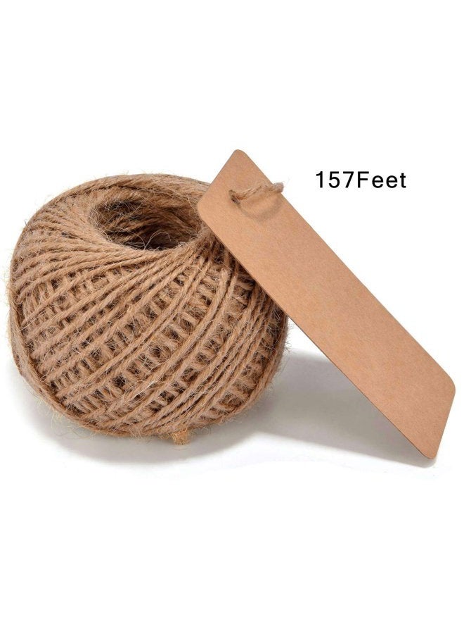 LOOMY 200PCS Kraft Marking Tags with Safety Pins and 157 Feet Natural String to Label Clothes for Garage Yard Consignment Tag - Image 4
