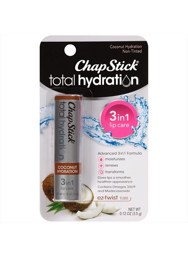 chapstick Total Hydration Coconut Lip Balm Tube, Hydrating Coconut ChapStick for Lip Care - 0.12 Oz