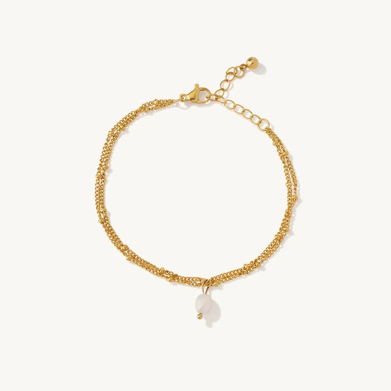 بالموناس 18K Gold Tone Plated Aura Layered Gold Bracelet For Women - Waterproof & Anti-Tarnish