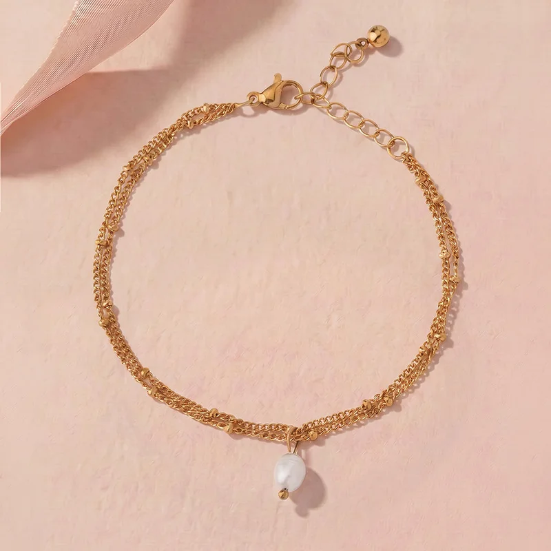 بالموناس 18K Gold Tone Plated Aura Layered Gold Bracelet For Women - Waterproof & Anti-Tarnish