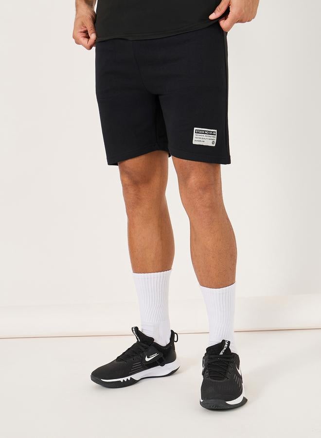 Styli Regular Fit Patch Detail Fleece Shorts  - Image 1