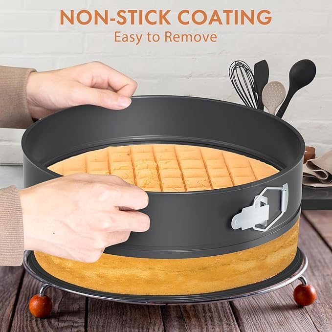 black sparrow Teflon Coated Spring Form Cake Mould Pan Set Heart Round and Square Shape Cake Maker Tin NonStick Cake Baking Tray Removable Cake Base Mould - Image 5