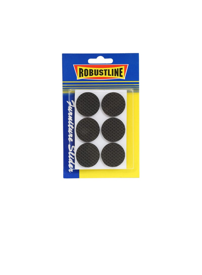 ROBUSTLINE ROBUSTLINE FURNITURE LEG PROTECTOR PADS FELT PADS ELF ADHESIVE ANTI SLIP BUMPER BLACK COLOR ROUND 30MMX40MM 6PCS CARD - Image 1