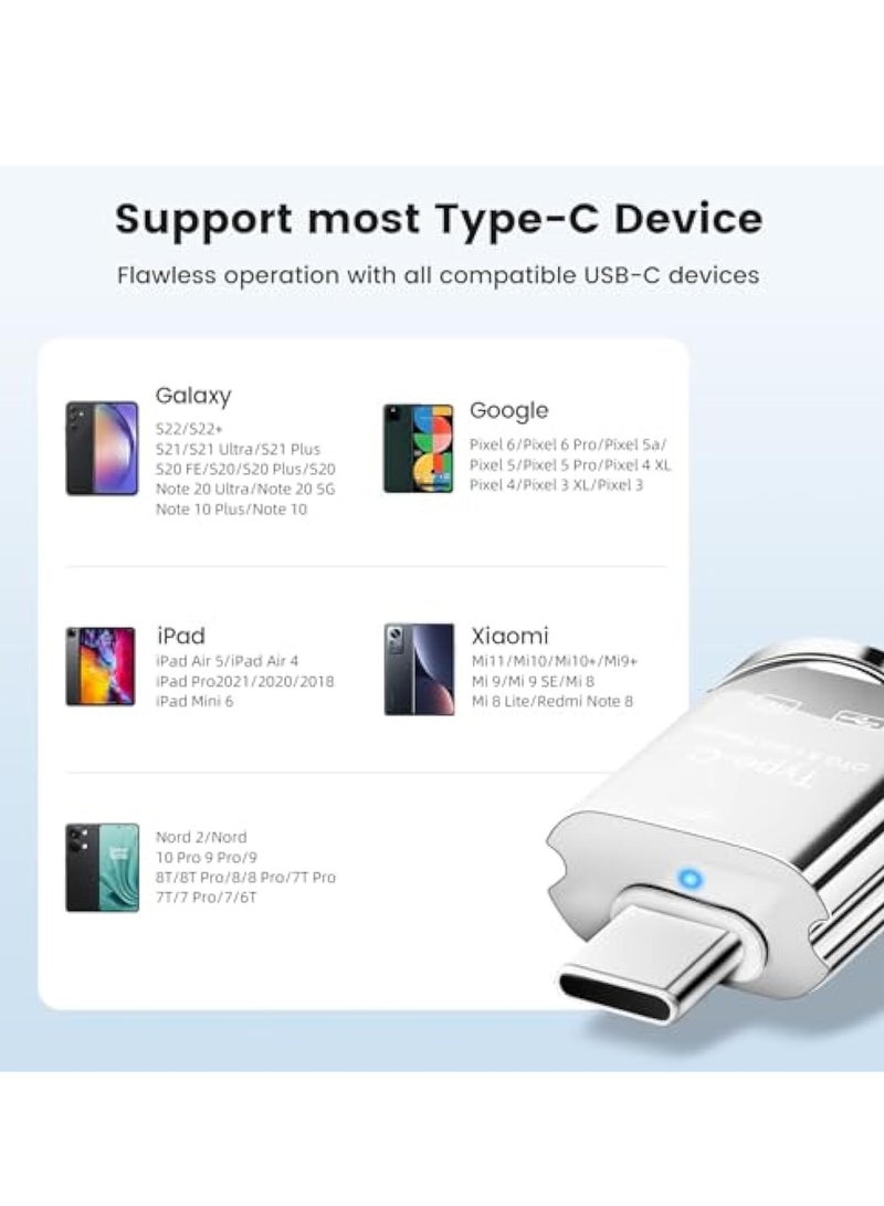 SOLARAE قارئ بطاقة Micro SD USB C، قارئ بطاقة SD من نوع C لجهاز iPhone و iPad، قارئ بطاقة الذاكرة مع محول كاميرا USB، توصيل وتشغيل، محول قارئ بطاقات مربع 2 في 1، مستلزمات السفر لمشاهدة الكاميرا - Image 4