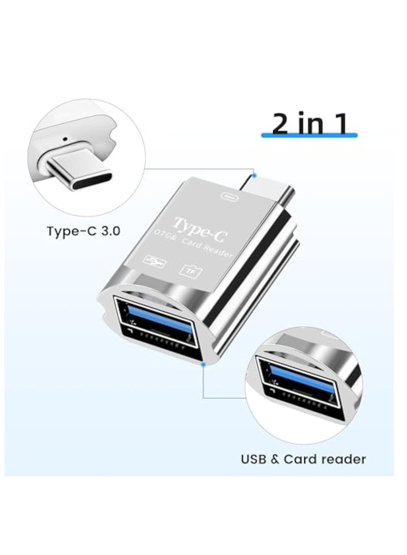 SOLARAE قارئ بطاقة Micro SD USB C، قارئ بطاقة SD من نوع C لجهاز iPhone و iPad، قارئ بطاقة الذاكرة مع محول كاميرا USB، توصيل وتشغيل، محول قارئ بطاقات مربع 2 في 1، مستلزمات السفر لمشاهدة الكاميرا - Image 2
