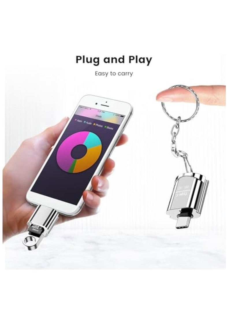 SOLARAE قارئ بطاقة Micro SD USB C، قارئ بطاقة SD من نوع C لجهاز iPhone و iPad، قارئ بطاقة الذاكرة مع محول كاميرا USB، توصيل وتشغيل، محول قارئ بطاقات مربع 2 في 1، مستلزمات السفر لمشاهدة الكاميرا - Image 5