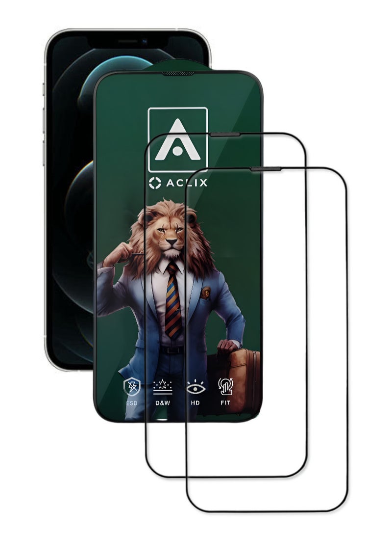ACLIX 2 Pieces Antistatic ESD Dustproof Premium Quality High Definition Tempered Glass Screen Protector Designed For  iPhone 12 Pro - Image 1
