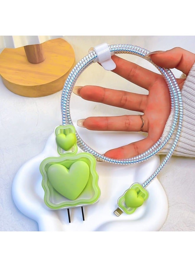 Wave Gradient Love Applicable Apple 20w Charger Protective Cover 18w Fast Charging Head Protective Cover Anti-Breaking Cross-Border-Specifications:Wave Film Three-dimensional Large Love Five-piece Set - Image 5