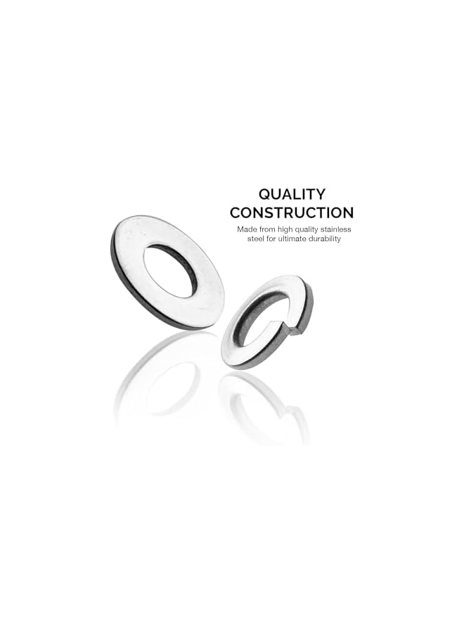 Generic 50400A Stainless Steel Lock and Flat Washer Assortment | 350 Piece Set | 12 Different Sizes in Spring Lock and Flat Design | Prevent Loose Fasteners - Image 2