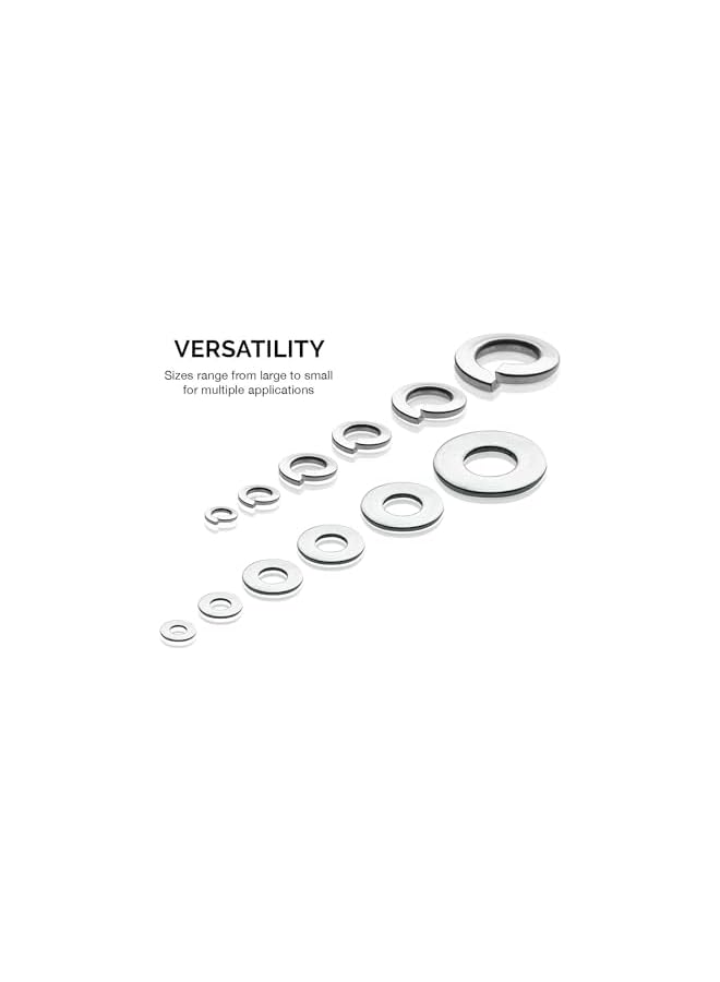 Generic 50400A Stainless Steel Lock and Flat Washer Assortment | 350 Piece Set | 12 Different Sizes in Spring Lock and Flat Design | Prevent Loose Fasteners - Image 3