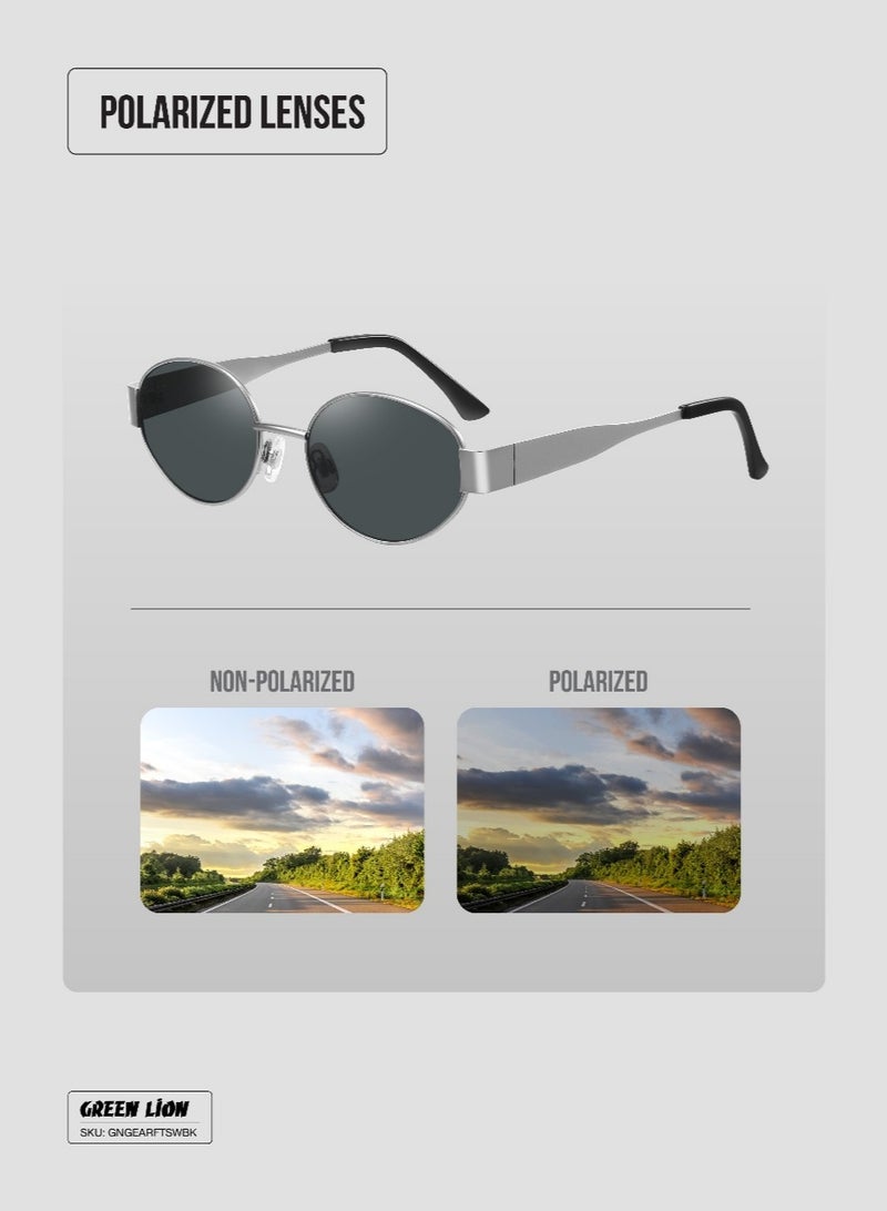 GREEN LION MONTARA Full Rim Polarized Sunglasses with UV400 / Unisex Riding Glasses Running Glasses Mountaineering Glasses Driving Glasses Fishing Glasses / UV Protection - Silver - Image 4