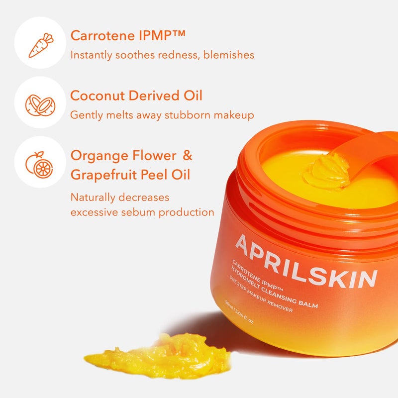 APRILSKIN Carrotene IPMP Hydromelt Cleansing Balm, 3.04 fl.oz, Noncomedogenic, Grapefruit Peel Oil, O-Cymen-5-Ol helps reduce blackheads & breakouts, for sensitive & oily skin, Korean Skincare - Image 5