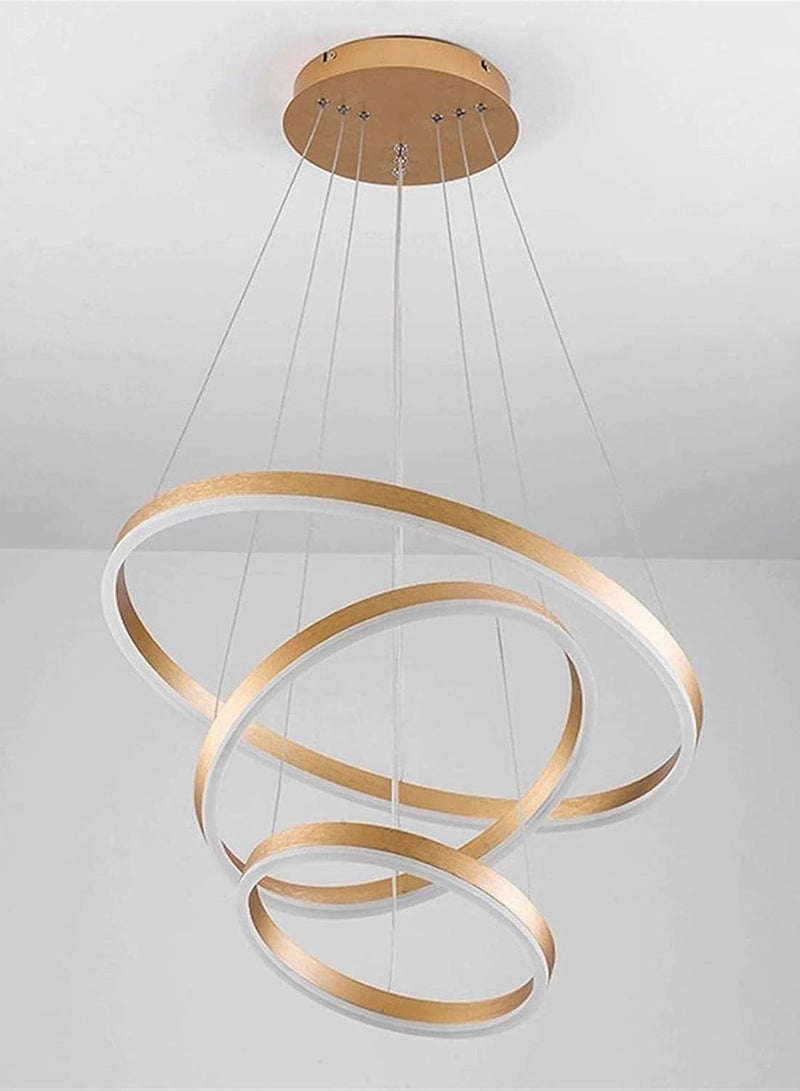 YD Modern Gold LED Ring Chandelier Light - Contemporary Ceiling Pendant for Living Rooms, Dining Rooms, and Hallways - Image 2