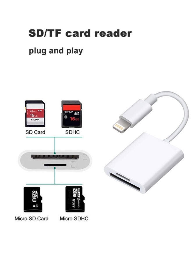 قارئ بطاقة SD للهاتف، عارض بطاقات كاميرا SD بفتحة مزدوجة لبطاقات MicroSD/SD، محول ذاكرة مزدوج الوصلات (Lightning وUSB-C) للتصوير الفوتوغرافي، يعمل بـ "التوصيل والتشغيل" - Image 2