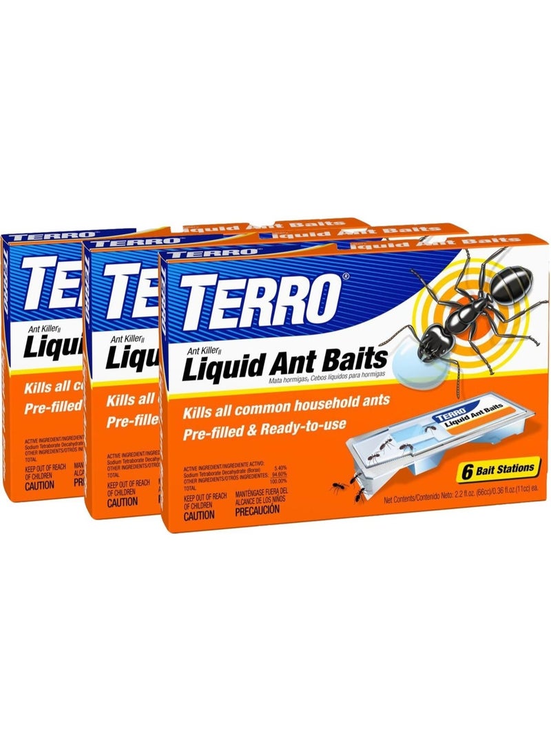 Terro PreFilled Liquid Ant Killer II Baits, 3-Packs of 6 Baits Each