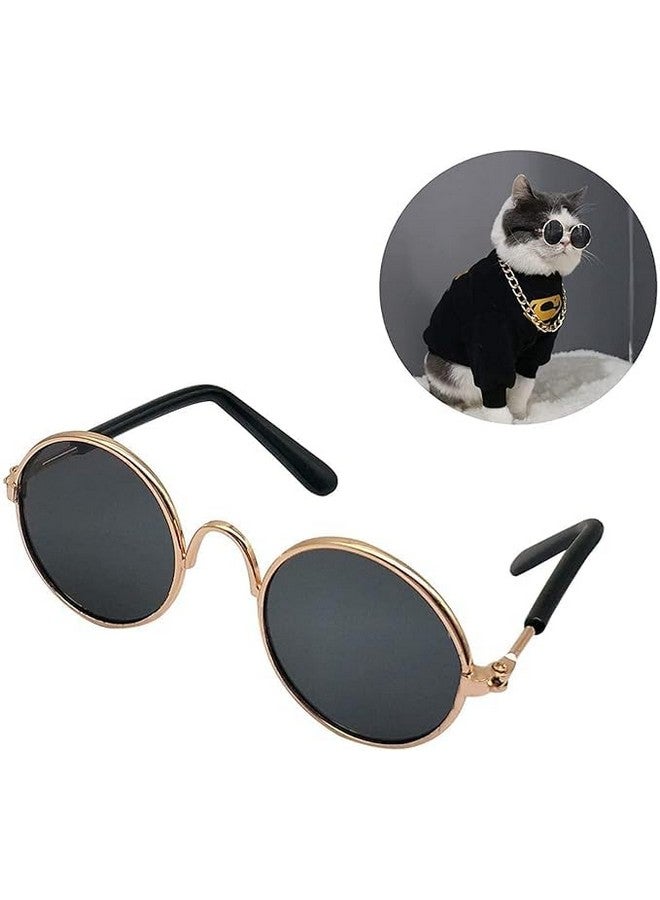 Pet Sunglasses Classic Retro Round Shape Reflection Eye Wear Uv Protection Stylish Goggles Sunglasses For Cat And Dogs - Multicolor (Pack Of 1)
