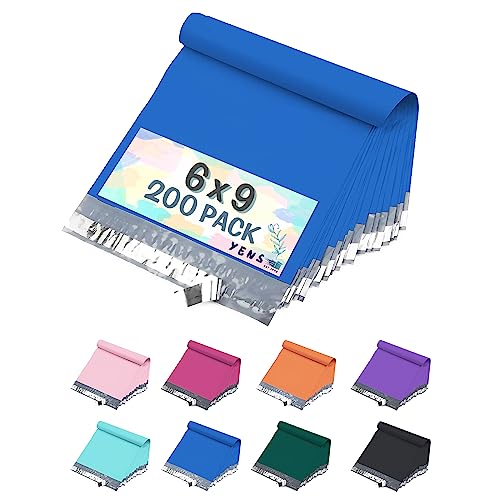 Yens Poly Mailers 6X9 200 Pack Blue,Strong Self Seal Adhesive Shipping Envelopes Waterproof for Shipping, Mailing, Packaging M1 - Image 1