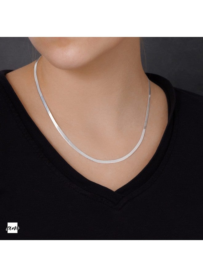 Amberta Women'S 925 Sterling Silver Flat Snake Chain: 3 Mm 45 Cm/18 Inch - Image 2